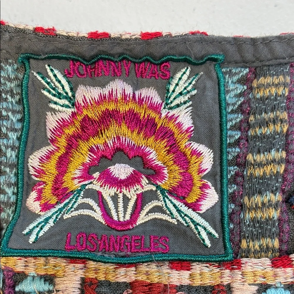 Johnny Was Ezra Shift Dress Gray Linen Embroidered Tribal Motif Mini Tunic S - Picture 10 of 11